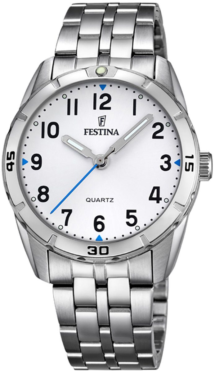 Festina Quarzuhr Festina Kinder Uhr F16907/1 Edelstahl, Jugend, Kinder  Armbanduhr rund, Edelstahlarmband silber