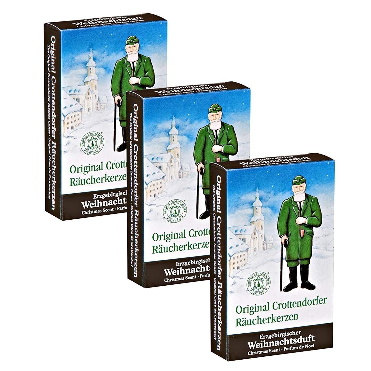 Crottendorfer Duftkerze 3 Päckchen - Erzgebirgischer Weihnachtsduft - 24er Packung
