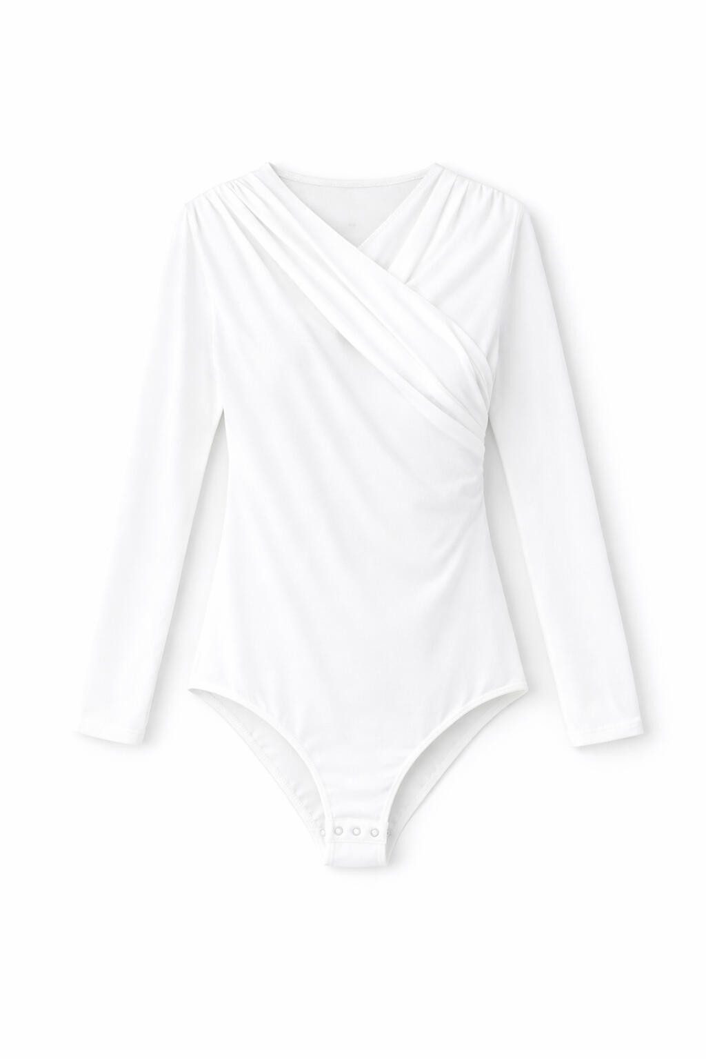 touche prive Langarmbody Drapierter Body für Damen, Polyester, Lycra, eleganter und dehnbarer E