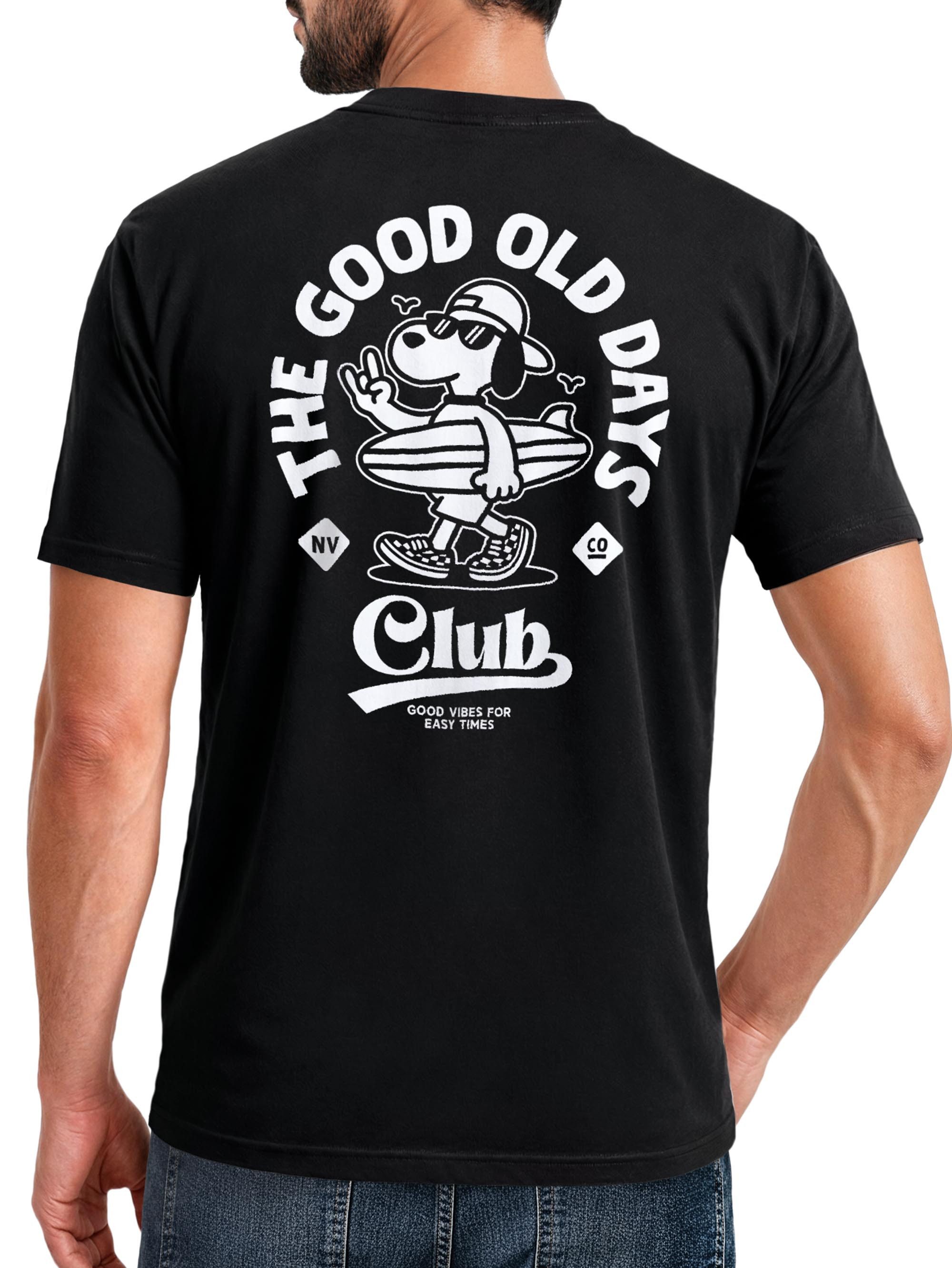 Neverless Print-Shirt Herren T-Shirt Backprint - Surfing Design Good old Days - mit Print