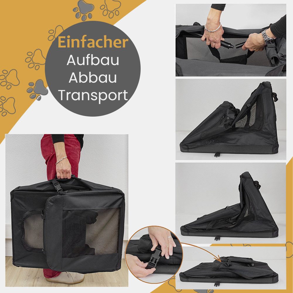 Petigi Tiertransporttasche Transportbox Faltbar Faltbox Hund Transporttasche Schwarz S-XXXXL