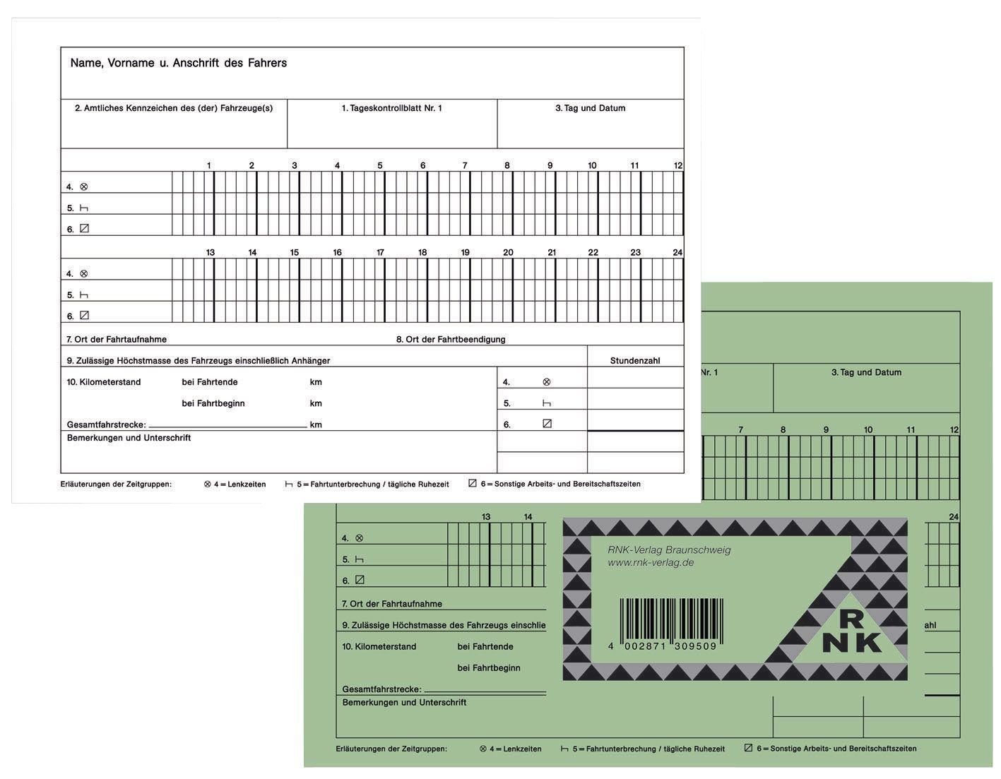 Formularblock 3095 Kontrollbuch mit 30 Tageskontrollblättern 32 Blatt DIN A5 quer Nu