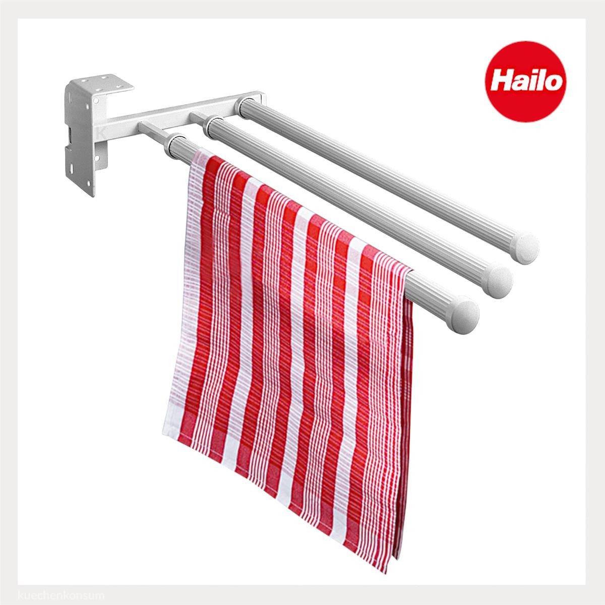 Hailo Teleskop-Handtuchhalter Hailo Handtuchhalter 3143901 reinweiß 3-teilig 430 mm ausziehbar – Bild 4 von 5