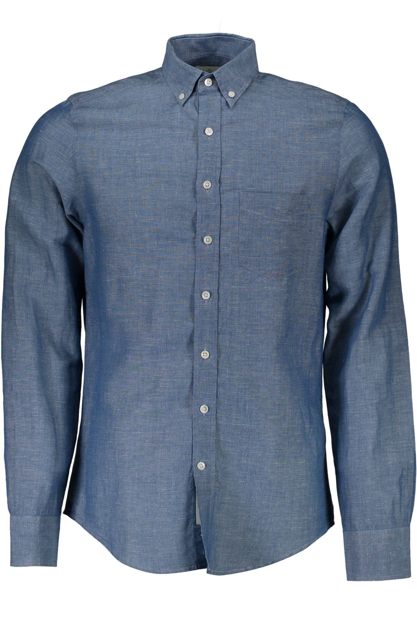 Gant Langarmhemd Elegantes Herren Langarmhemd blau mit Brusttasche und Kragen