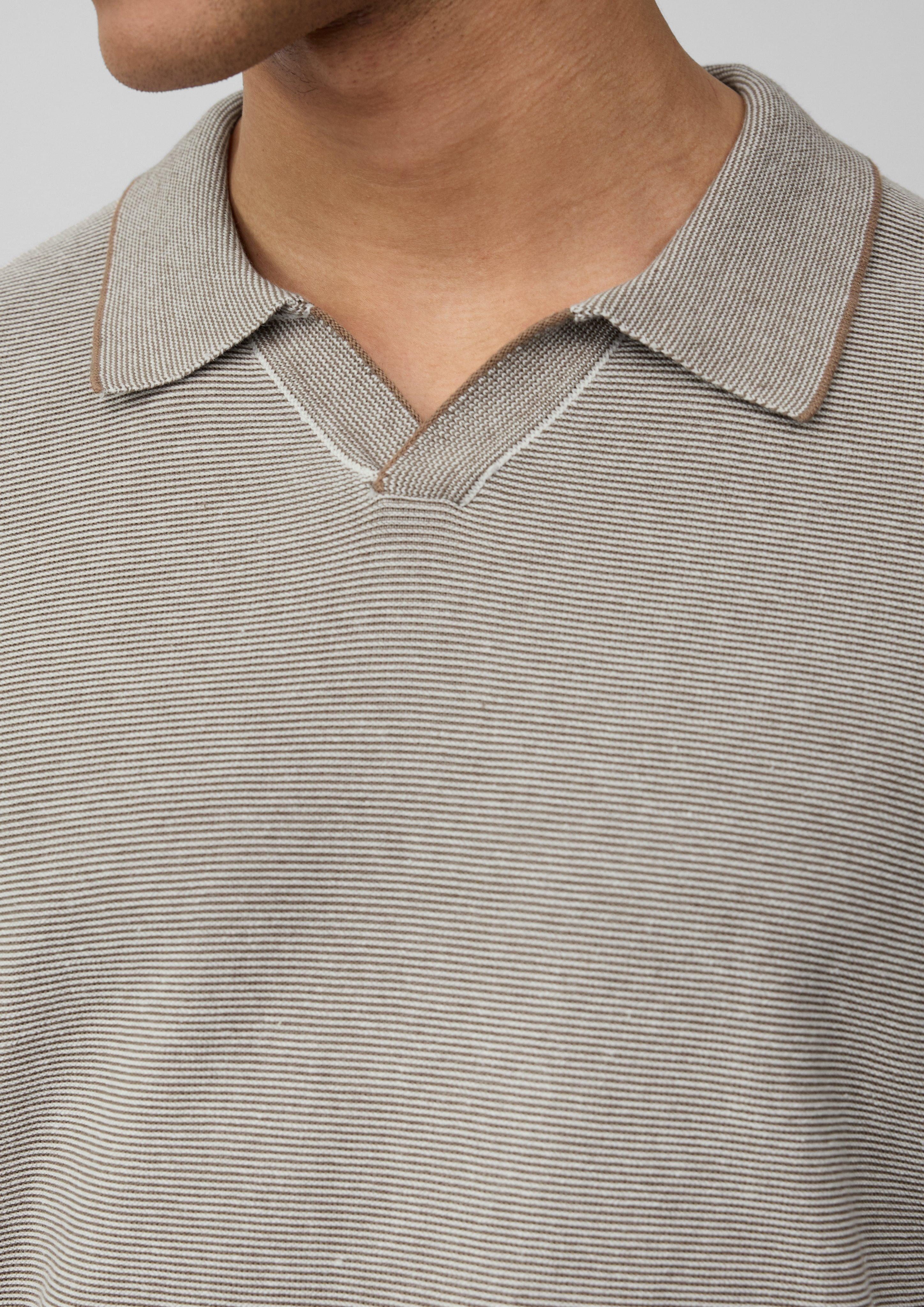 s.Oliver Strickpullover Gestricktes Poloshirt aus Leinenmix günstig online kaufen