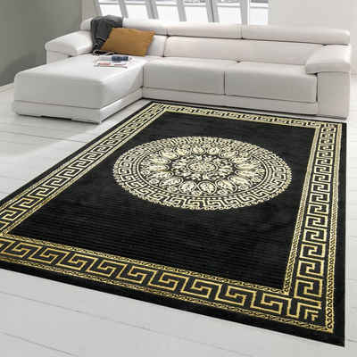 Teppich Teppich modern Designerteppich Mäander Muster in schwarz gold, Teppich-Traum, rechteckig, Höhe: 12 mm