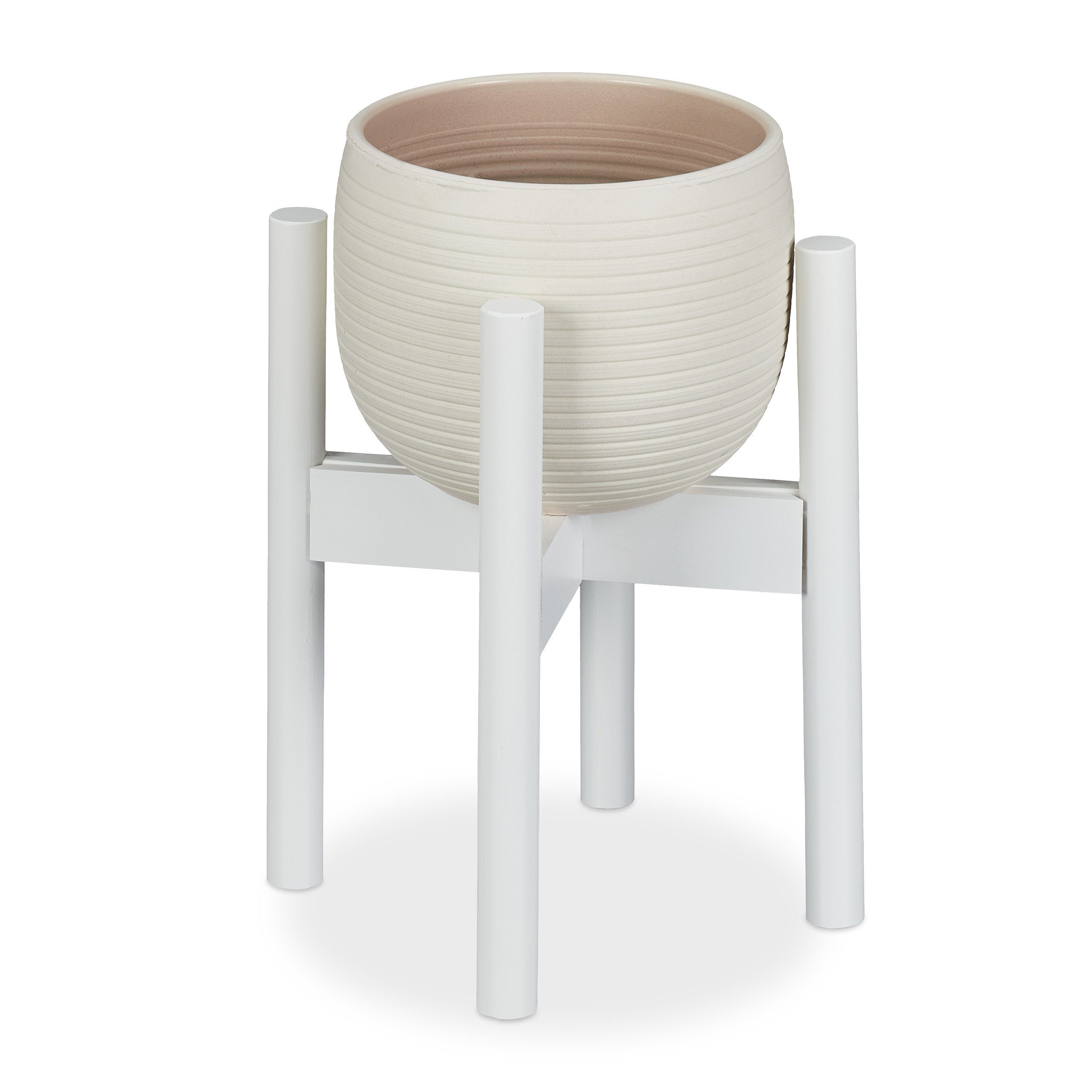 relaxdays Blumenständer Bambus verstellbar weiß günstig online kaufen