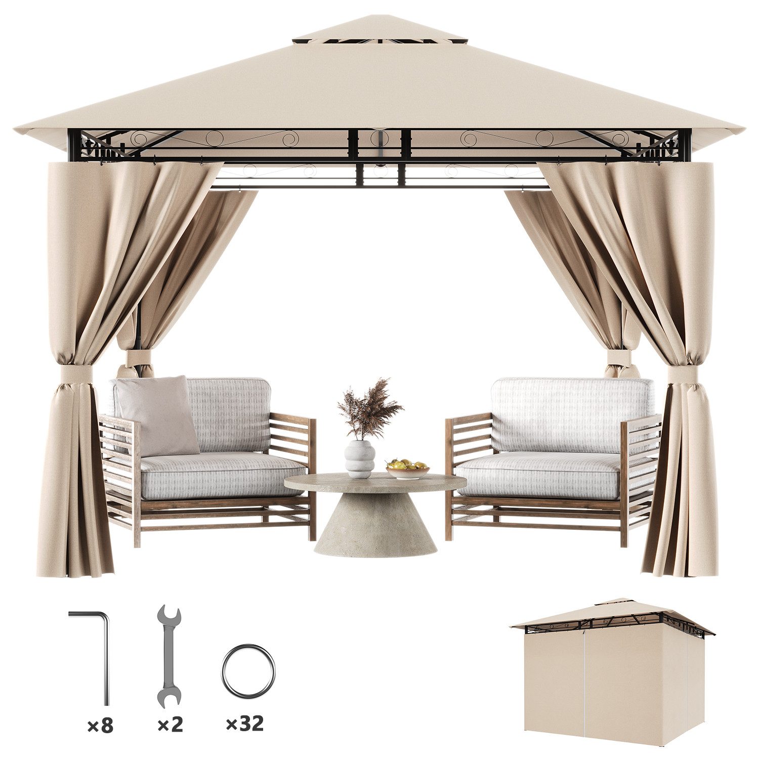 Furnicopia Pavillon Gazebo Partyzelt 3*3CM wasserdichter Gartenpavillon für günstig online kaufen