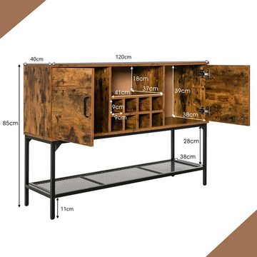 COSTWAY Sideboard, Küchenschrank mit Ablage & Fächern, Holz, 120x40x85cm