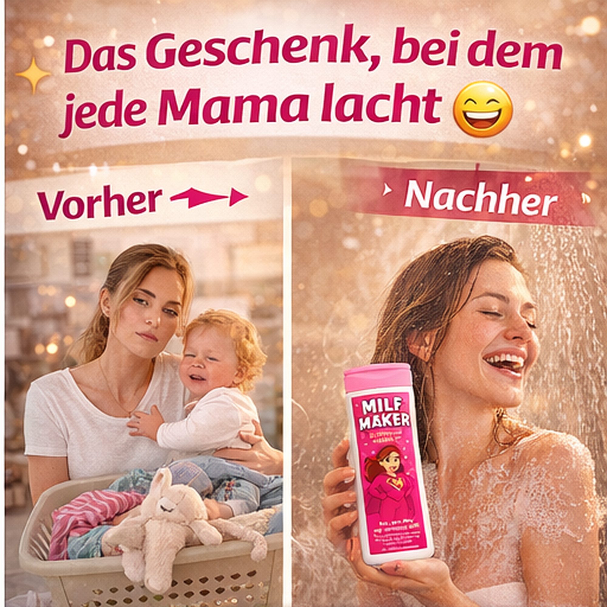 Deggelbam Duschgel Lustige Geschenkidee für Mama und werdende Mamas, Super witzige Geschenkidee für Frauen und Mütter