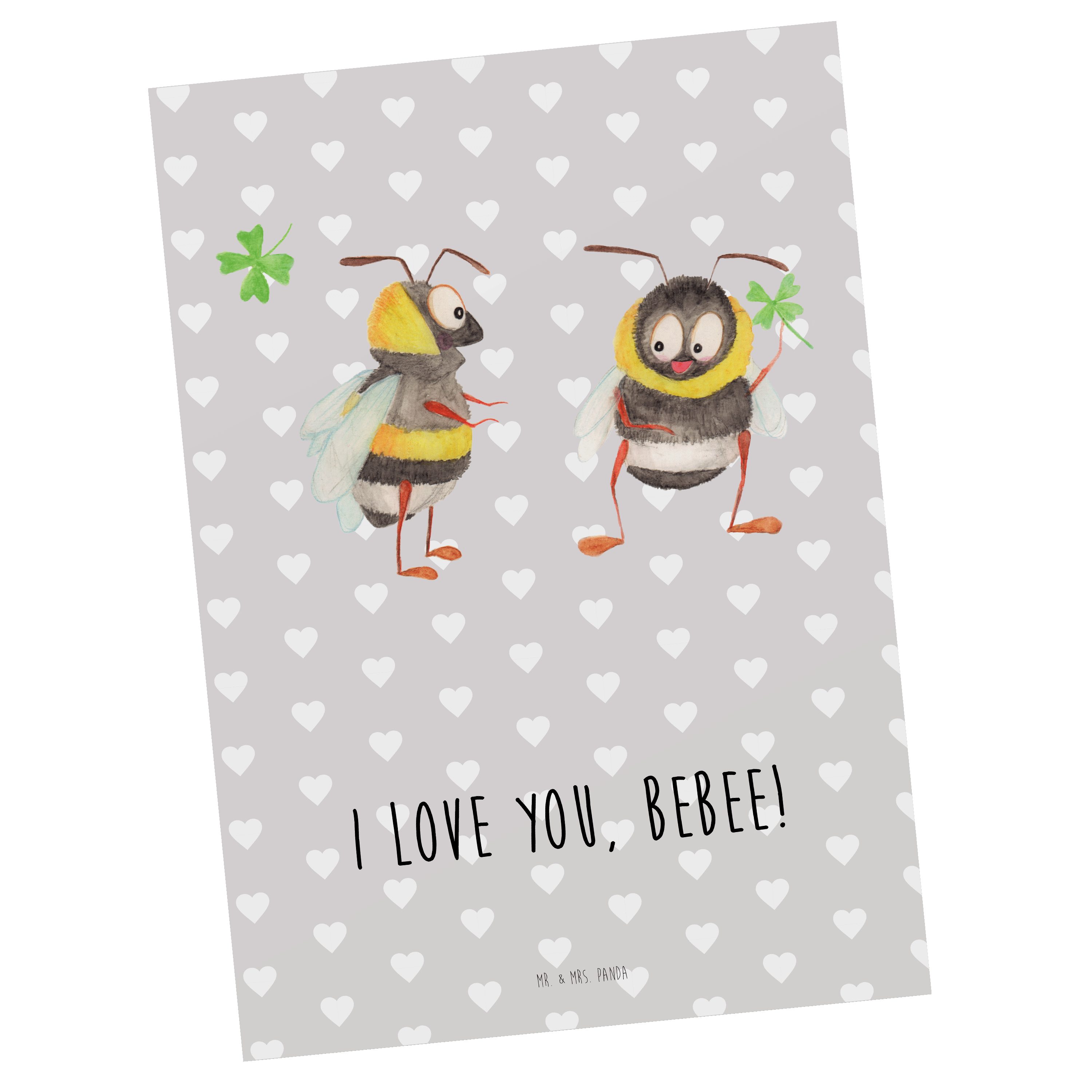 - Postkarte Mr. Pastell Geschenk, Paar Mrs. & - Einladungskarte Grau Ansichtskarte, Bienen Panda