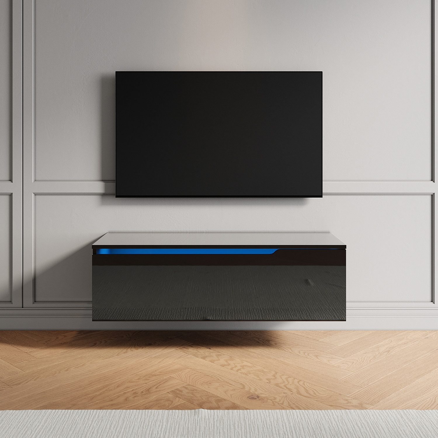 SONNI TV-Schrank Lowboard TV Schrank weiß/schwarz Hochglanz 100-180cm