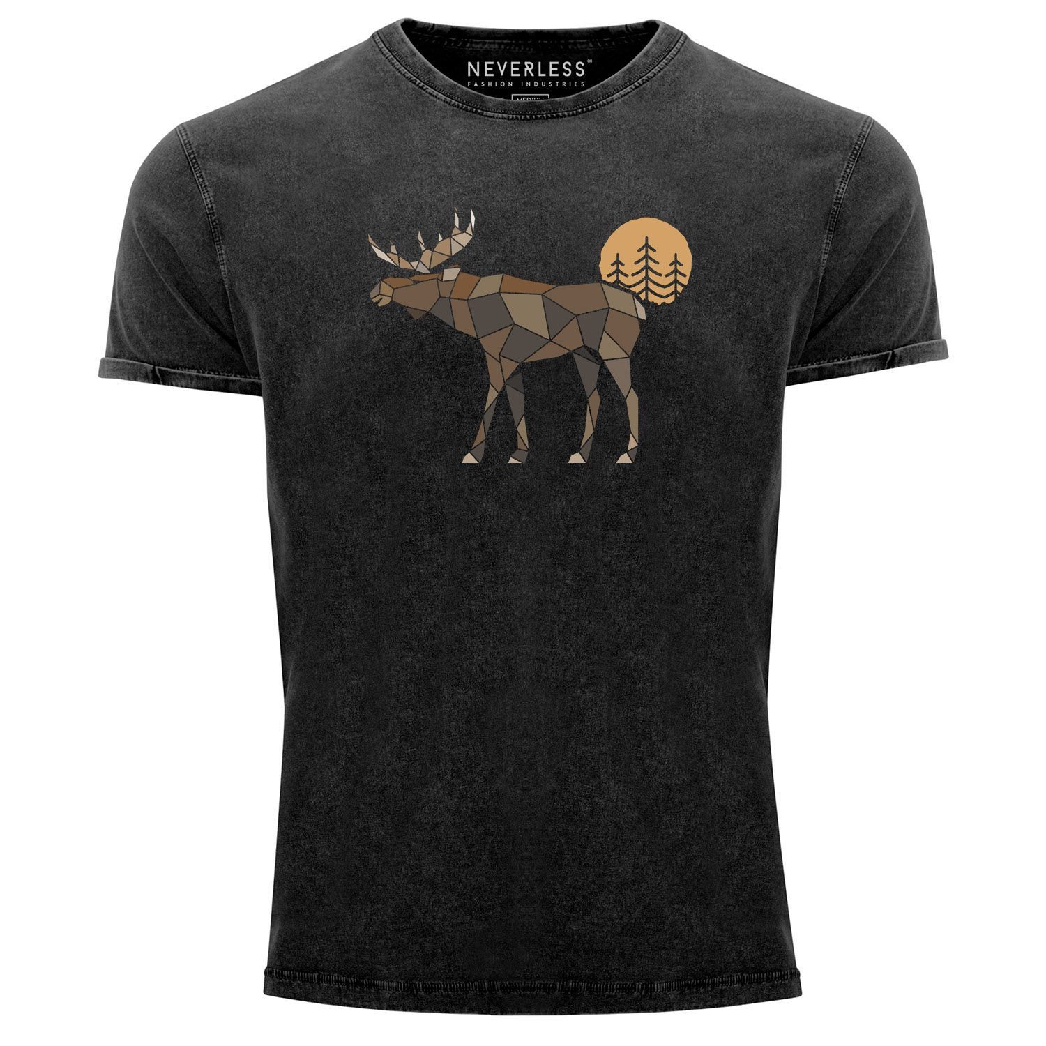 Neverless Print-Shirt Herren Vintage Shirt Printshirt günstig online kaufen