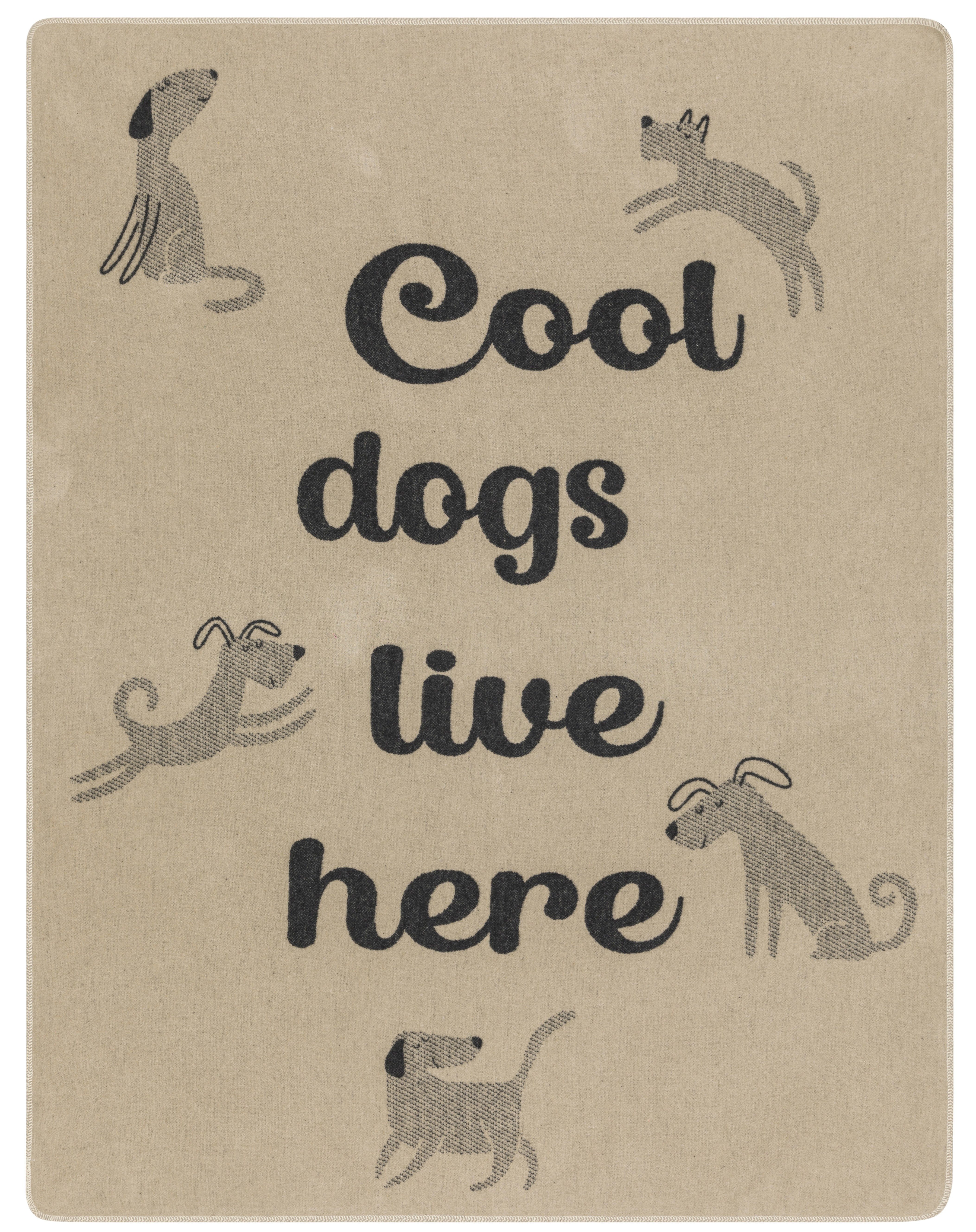 DAVID FUSSENEGGER Tierdecke Hundedecke 'cool dogs live here' 100 x 140 cm Natur- Beige