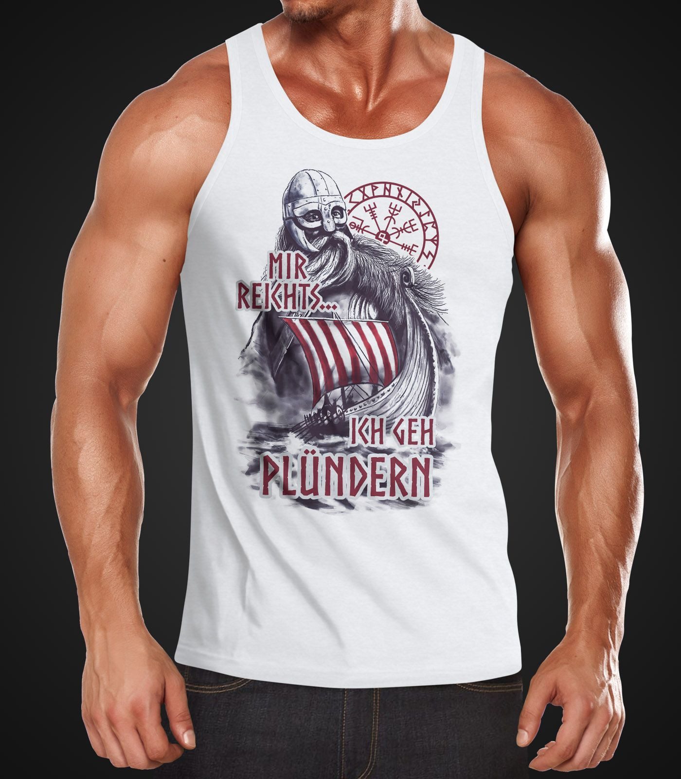 MoonWorks Tanktop Herren Tanktop Mir reichts ich geh plündern Wikinger Spruch lustig mit Print