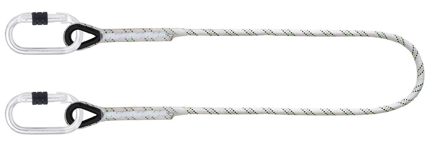 Karabiner Halteseil Karabiner, KRATOS® 1,5m Polyamid-Seil mit 2 Schraub-Karabin