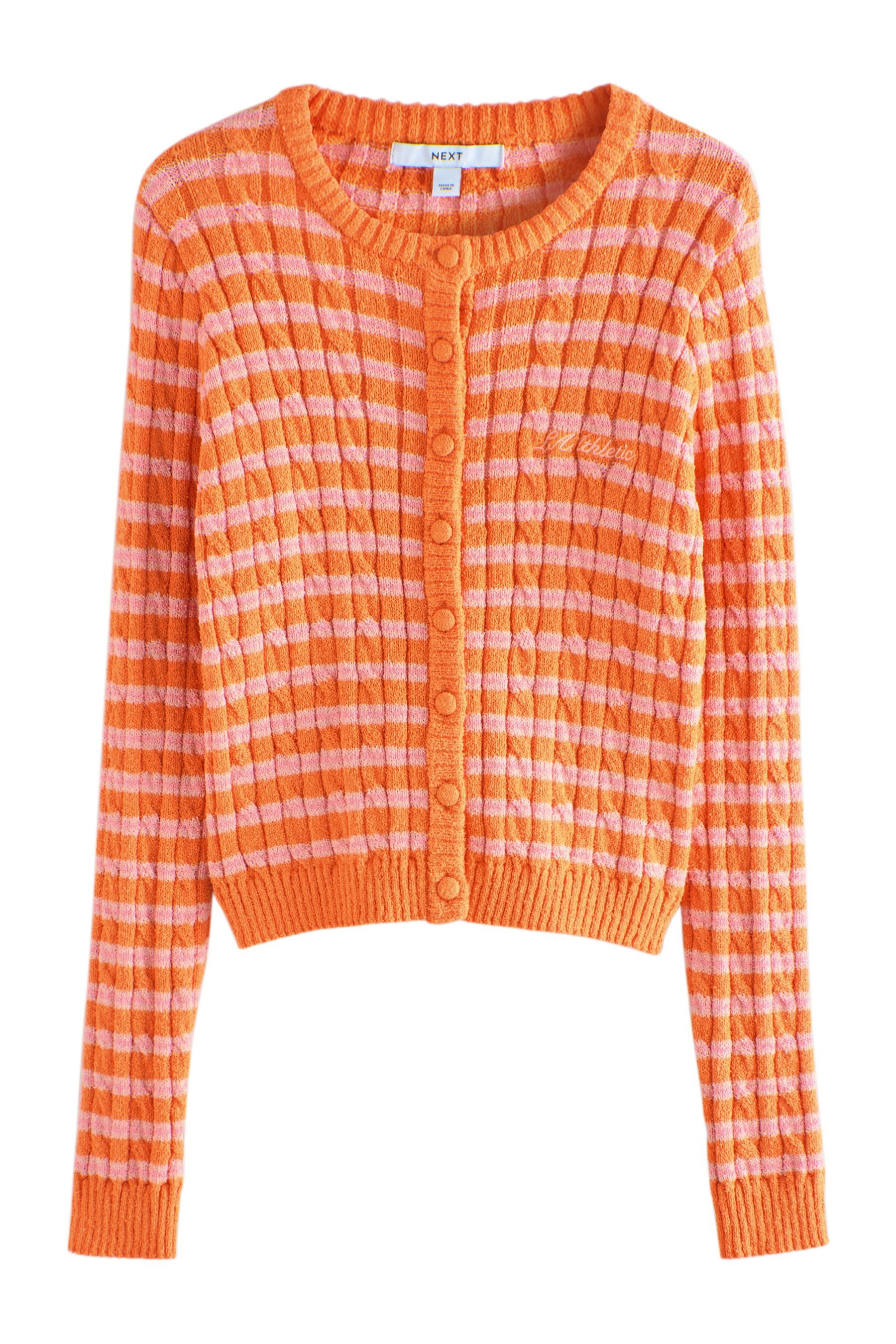 Next Strickjacke Strickjacke aus Frottee mit schmalem Zopfmuster (1-tlg)