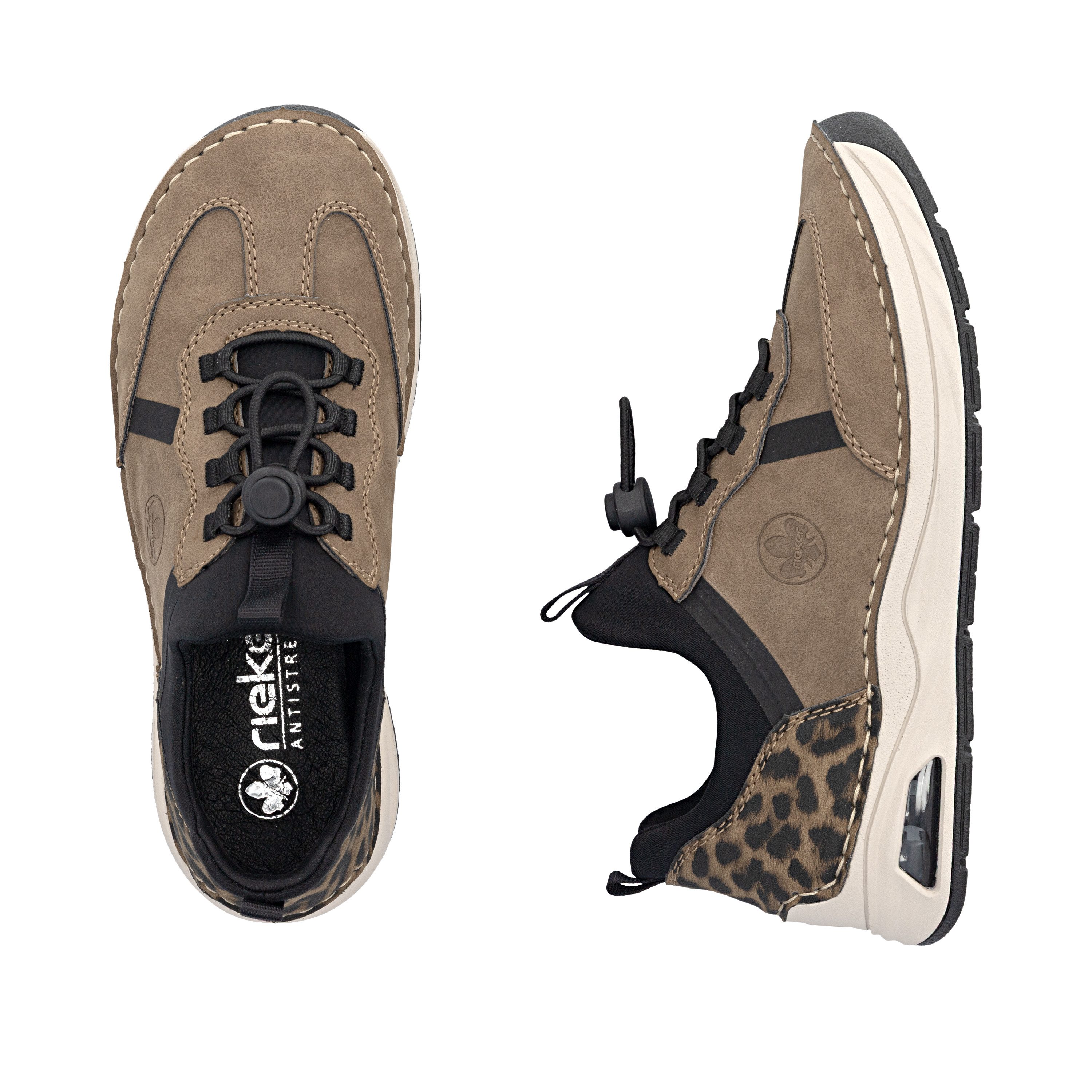 Rieker Slip-On Sneaker Schlupfschuh, Slipper, Freizeitschuh, Halbschuh mit Leo-Einsatz
