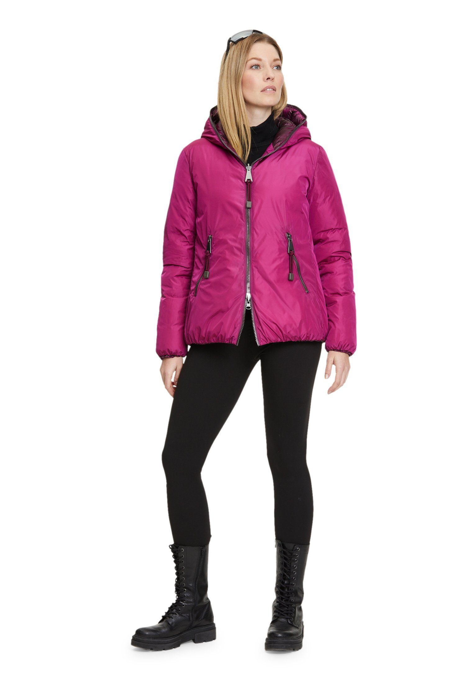 Betty Barclay Purple Steppjacke Kapuze Materialmix mit Strong