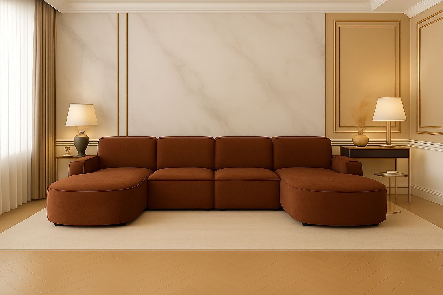 Kaiser Möbel Ecksofa Cursal Round U-Form – großes modulares Sofa mit sanften Rundungen, Einzelsofa