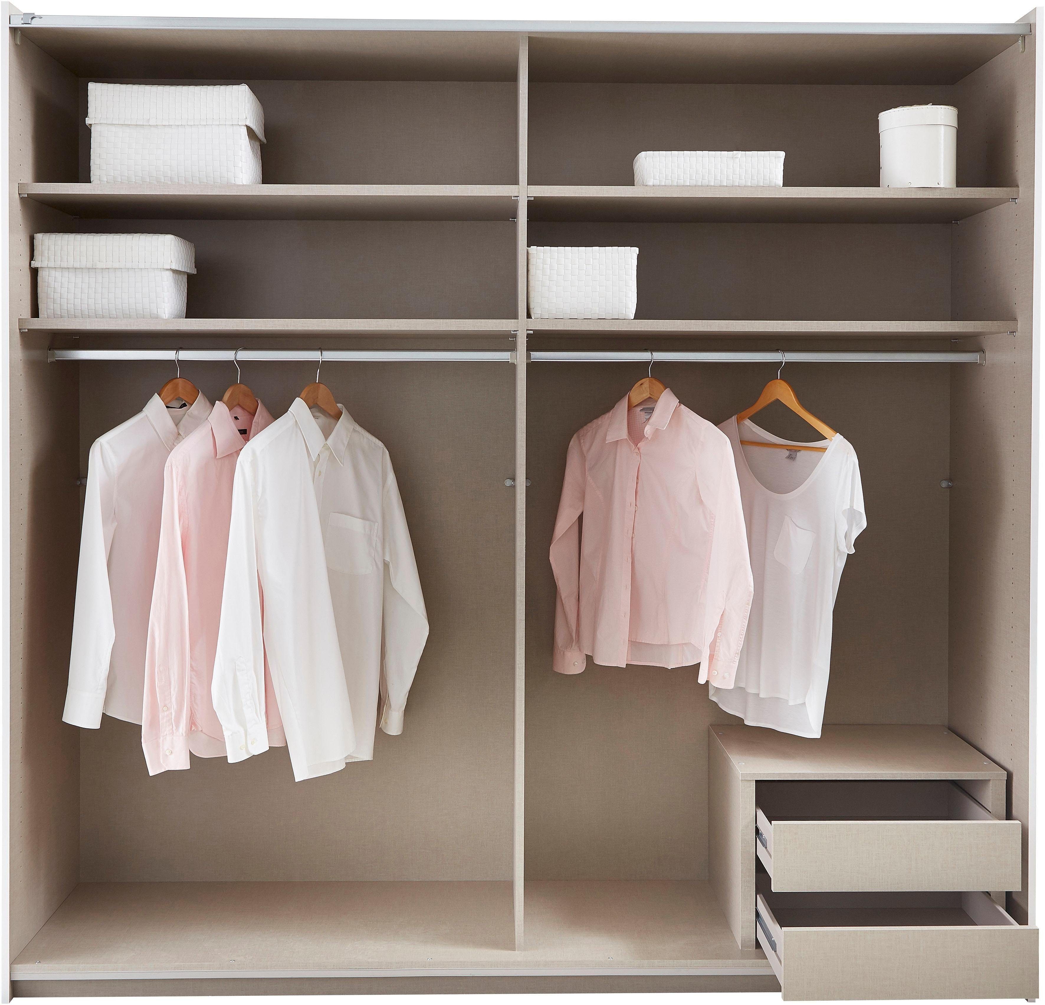 rauch Schwebetürenschrank Kleiderschrank Schrank Garderobe Wäscheschrank Schlafzimmer BORBA (Breiten 218/260 cm, Höhe 210 cm) optional mit Absetzung in Graumetallic MADE IN GERMANY