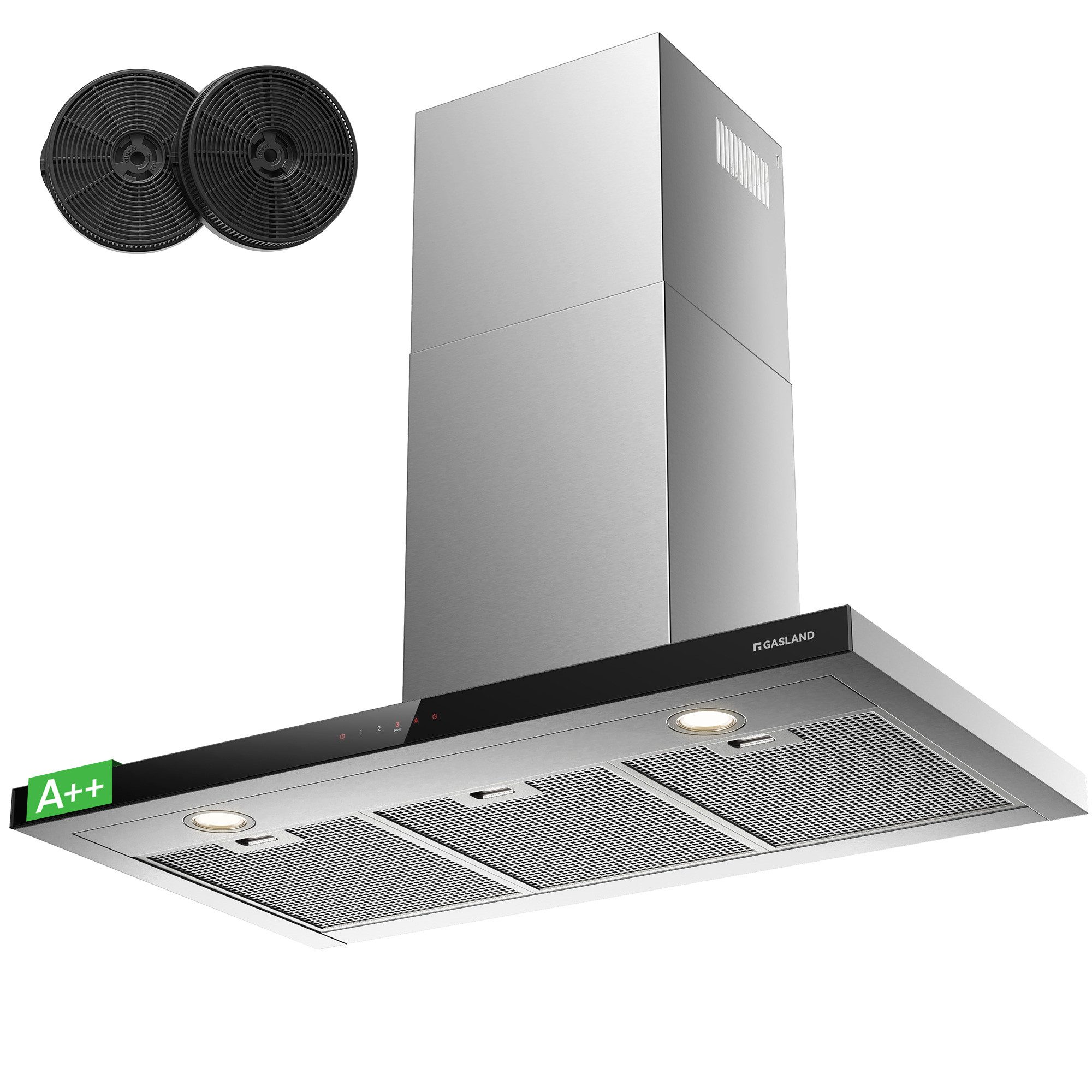 GASLAND Wandhaube A++ Dunstabzugshaube 90cm Umluft, Wandhaube 881m³/h Serie TR90 A++ Dunstabzugshaube 90cm Umluft, Wandhaube 881m³/h, Touch-Bedienung 4 Stufen Inkl. Booster Abluft Wandmontage Abzugshaube