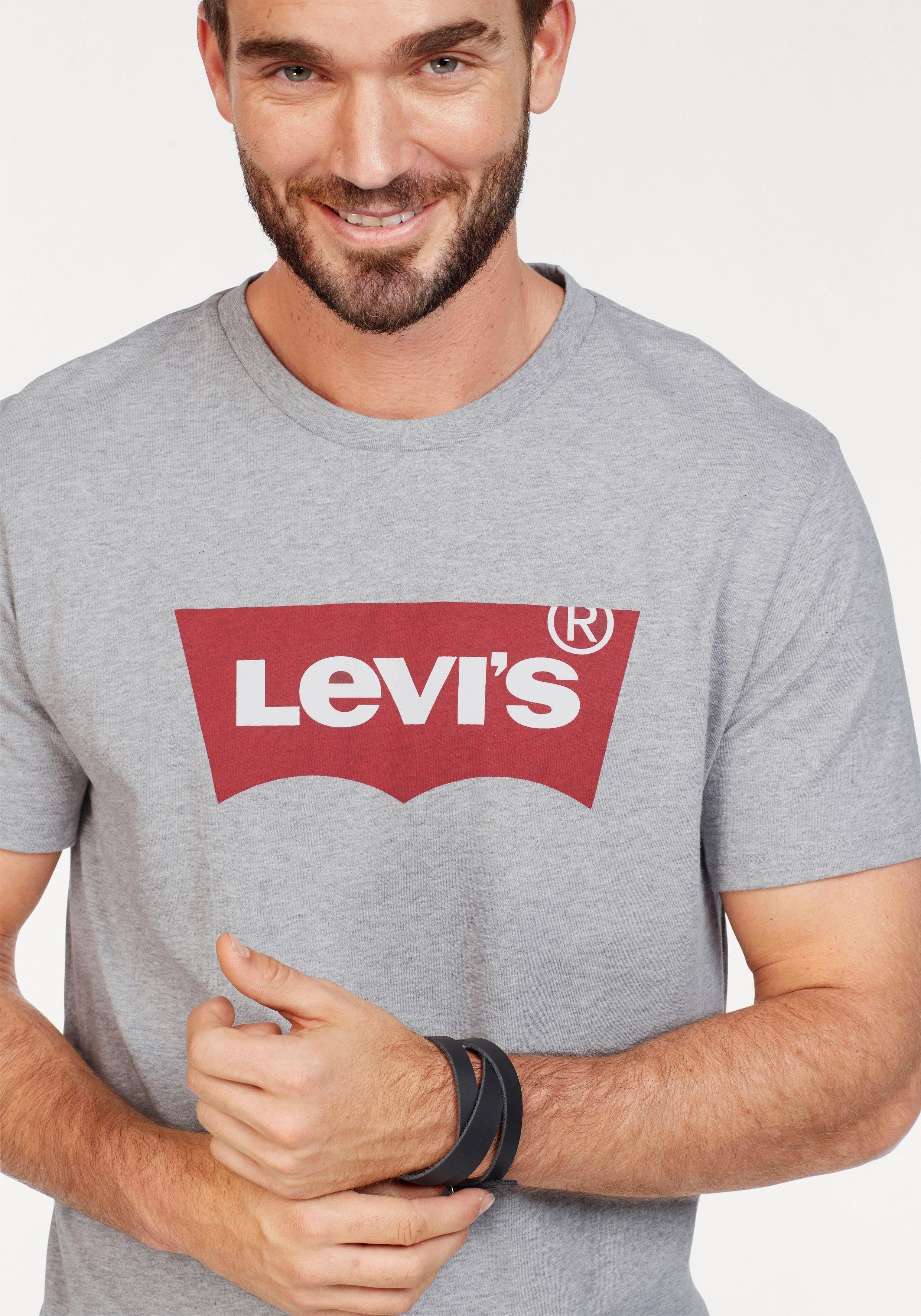 mit Logo Levi's® grey T-Shirt mid Batwing Logo-Front-Print Tee