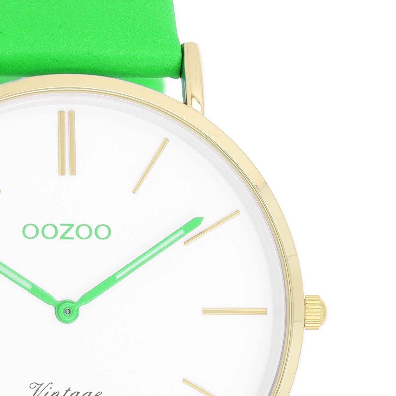 Armbanduhr Vintage groß (ca. Damen Damenuhr Fashion 40mm), Quarzuhr Lederarmband OOZOO Oozoo rund, grün, Series,