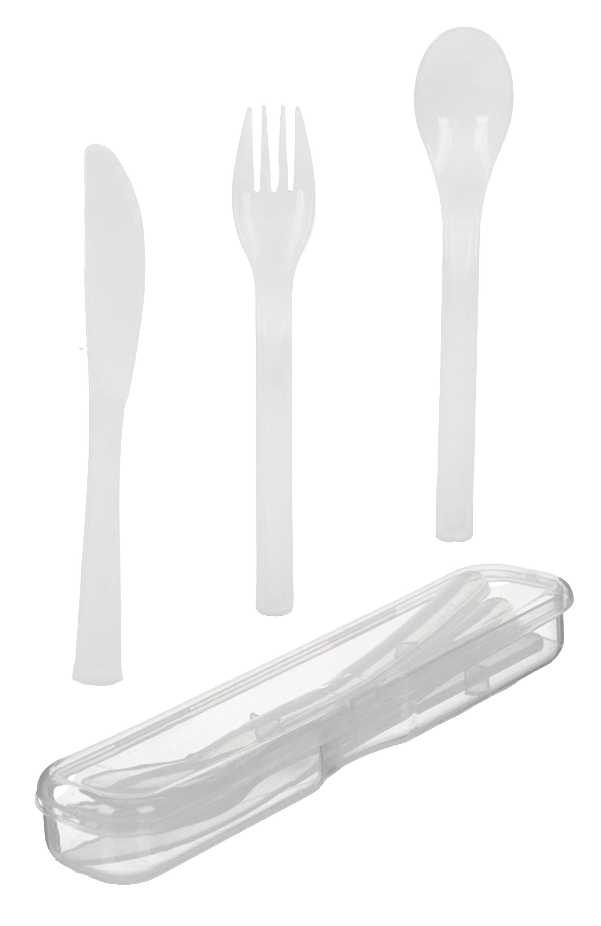 Leknes Besteck-Set REISEBESTECK SET 3-tlg. mit Transportbox To Go Messer Gabel Löffel 29, 1 Personen, Mehrweg Weiß Camping Besteck Reise