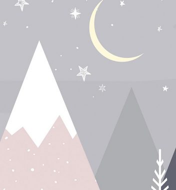 MyMaxxi Dekorationsfolie Türtapete Gebirge mit Halbmond und Sterne Türbild Türaufkleber Folie