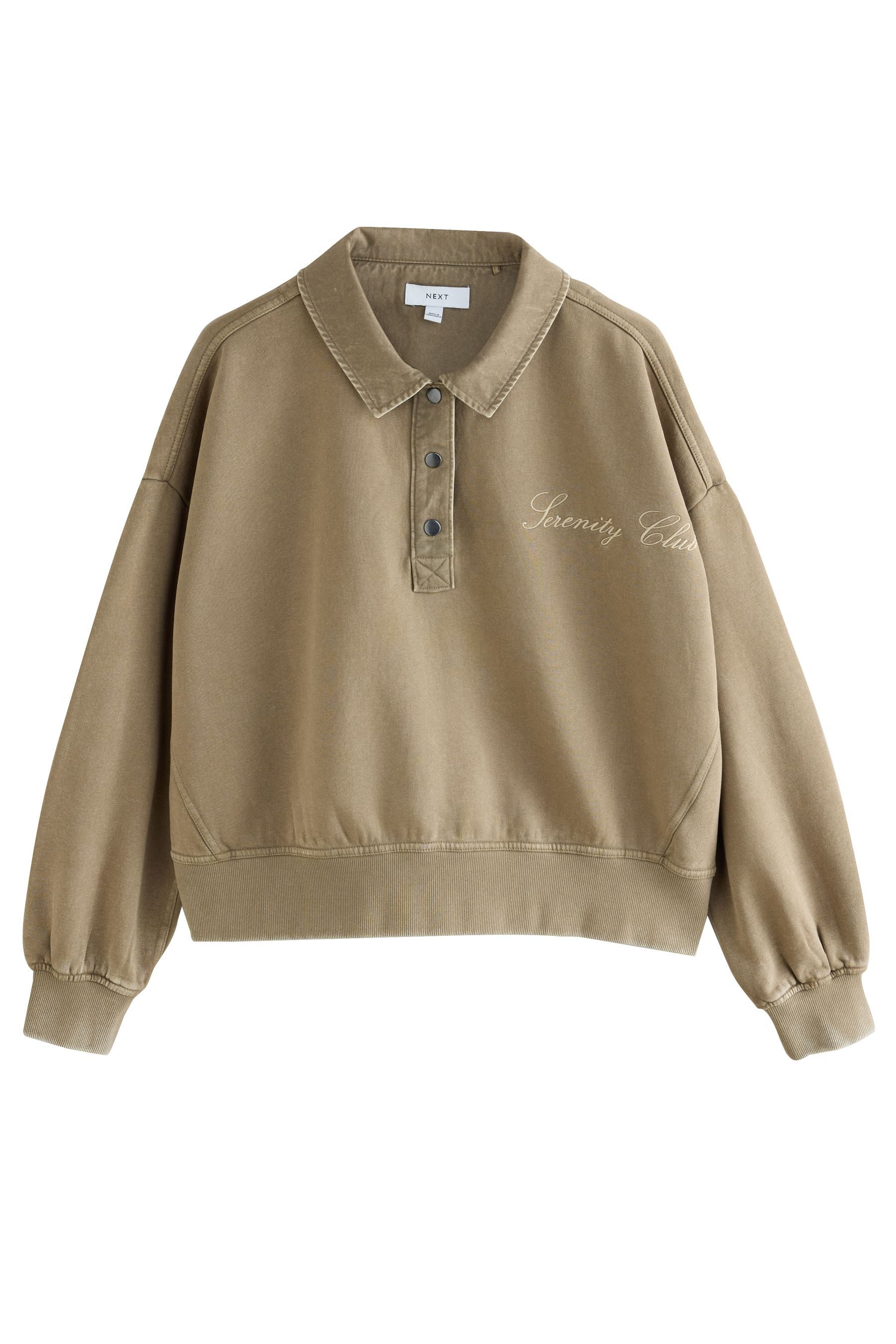 Next Sweater Gewaschenes Rugby-Sweattop mit Druckknöpfen (1-tlg)