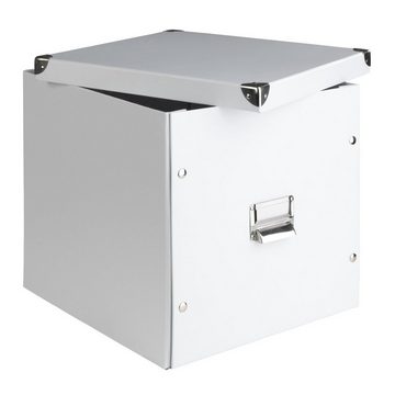 Zeller Present Aufbewahrungsbox QUAD, B 33,5 x T 32 cm, Weiß, Pappe, Metallgriff, mit Deckel