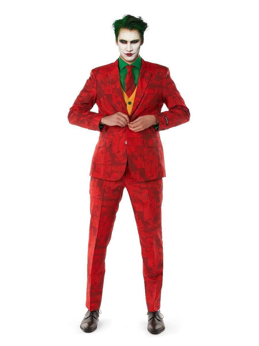 SuitMeister Partyanzug Scarlet Joker Kostüm Anzug - Karneval Halloween, Sorgt für ein bleibendes Lächeln: cooler Anzug für schräge Schurken