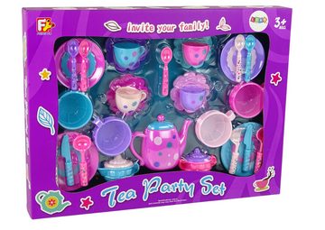 LEAN Toys Kinder-Küchenset Tee-Set Tassen Teller Besteck Schalen Lila Mädchen Kunststoff Bunt