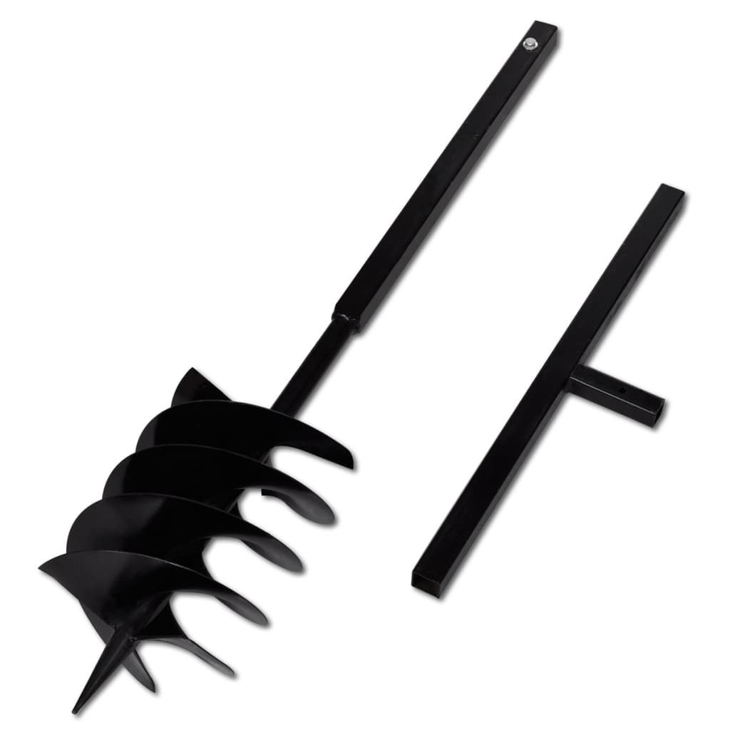 vidaXL Erdbohrer Bohrer mit Griff 200 mm Doppelspirale Schwarz
