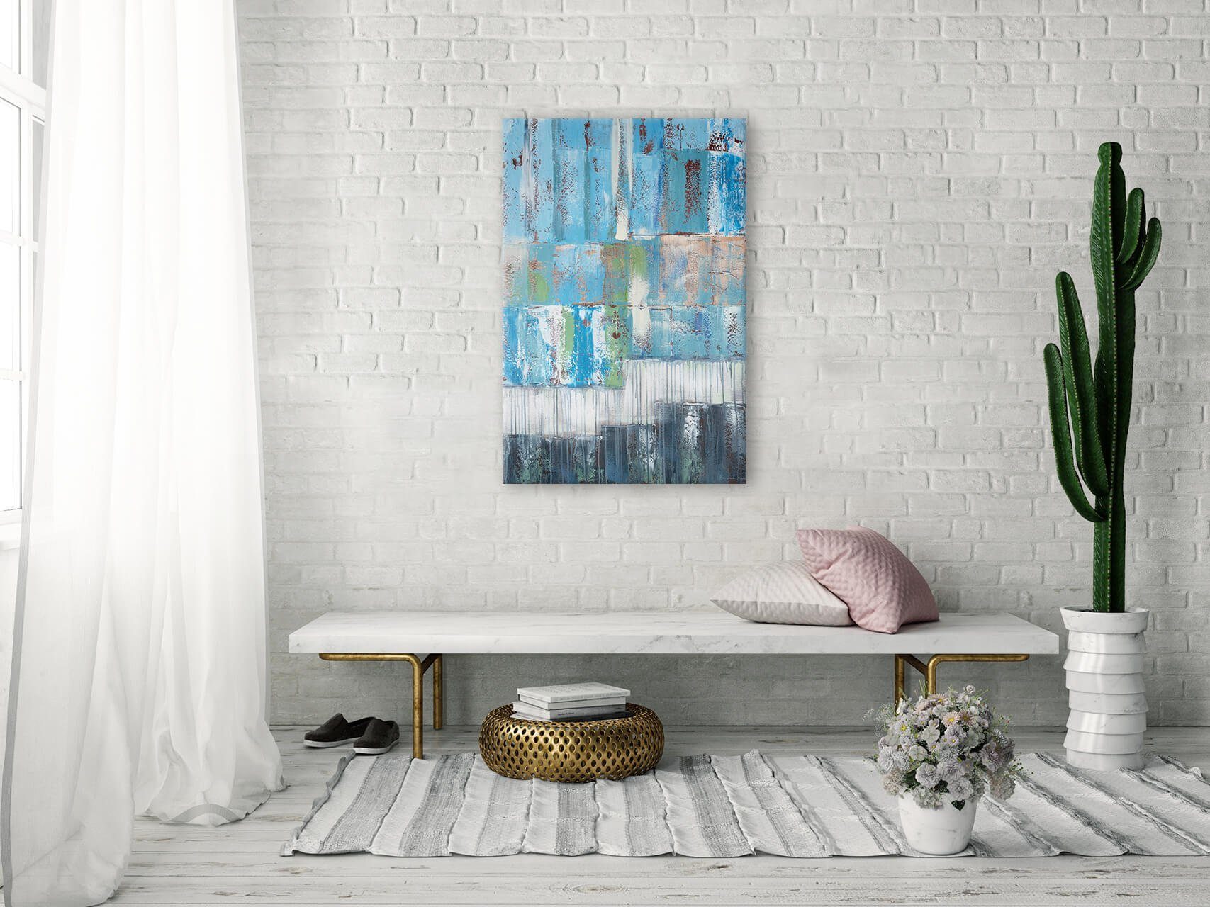 80x120 HANDGEMALT Tiefenentspannung Wohnzimmer KUNSTLOFT Wandbild 100% Leinwandbild cm, Gemälde