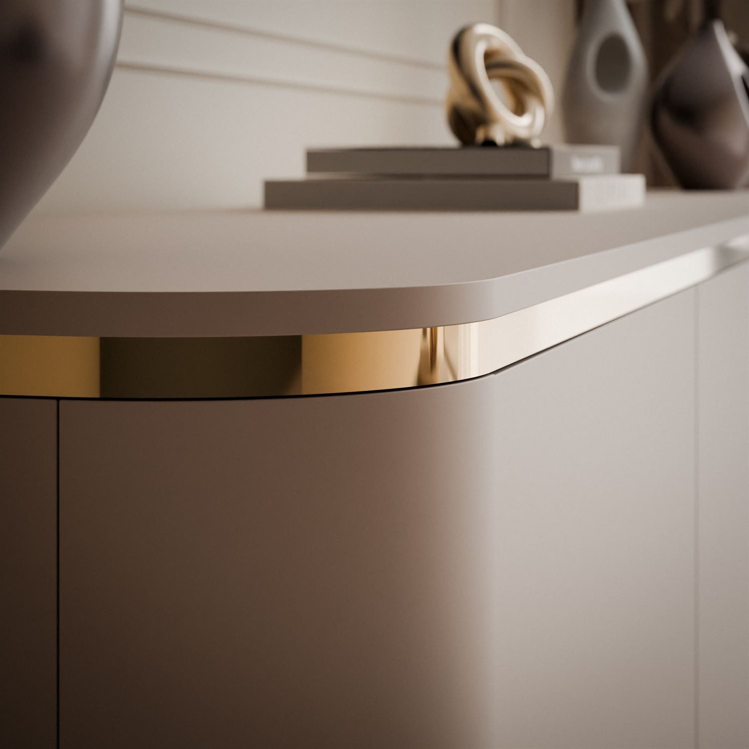ALLHOUSE24 Kommode LINE Kaschmir mit goldenen Details, Push Open, abgerundeten Seiten (1x Kommode), Breite 140 cm – Bild 5 von 5
