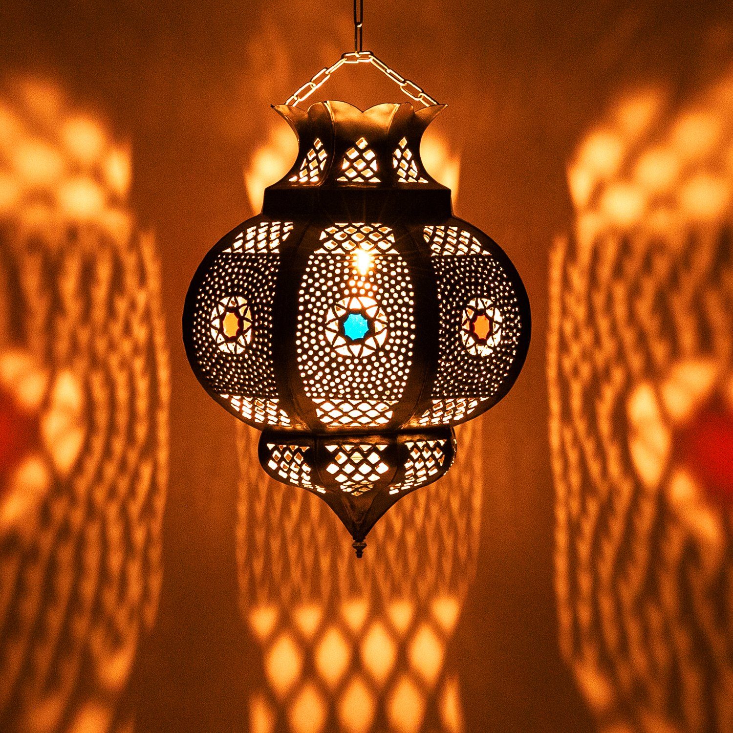 Marrakesch Orient & Mediterran Interior Deckenleuchte Orientalische Lampe  Pendelleuchte Amadou Silber 35cm
