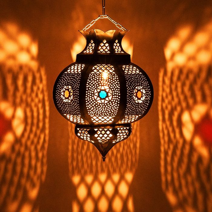 Marrakesch Orient & Mediterran Interior Deckenleuchte Orientalische Lampe Pendelleuchte Amadou Silber 35cm E27 Lampenfassung Marokkanische Design Hängeleuchte Leuchte aus Marokko Orient Lampen für Wohnzimmer Küche oder Hängend über den Esstisch