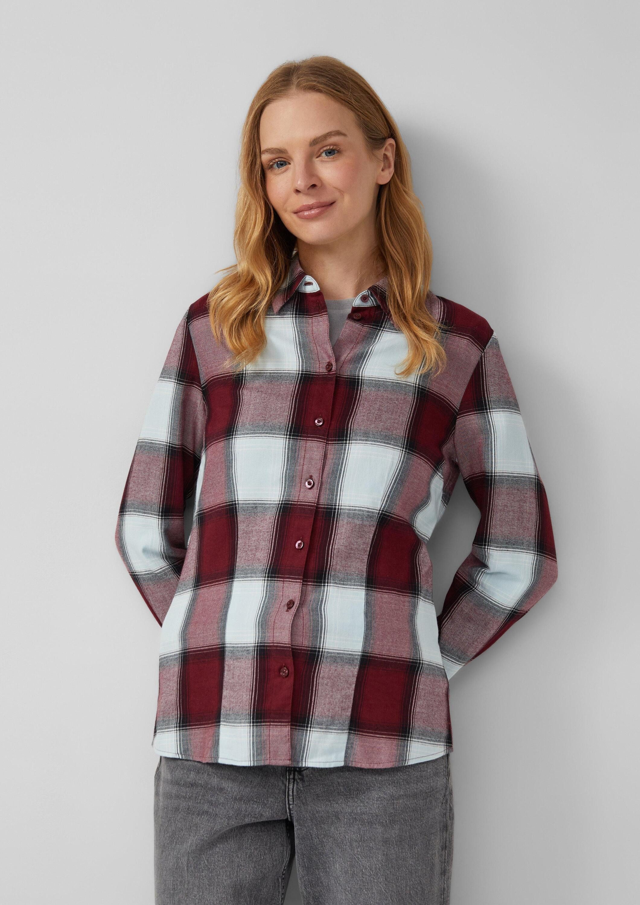 s.Oliver Langarmbluse Bluse Taillierte Hemdbluse aus Flanell