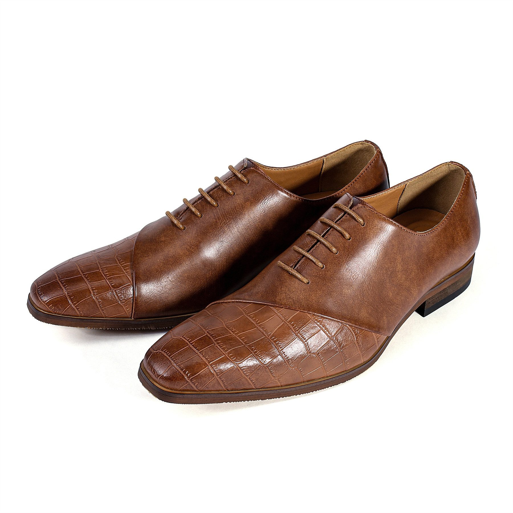 Allthemen Schnürschuh Herren Business Schnürschuhe mit Krokoleder-Optik Spitzkappe