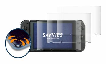 Savvies Full-Cover Schutzfolie für Nintendo Switch, Displayschutzfolie, 4 Stück, 3D Curved klar