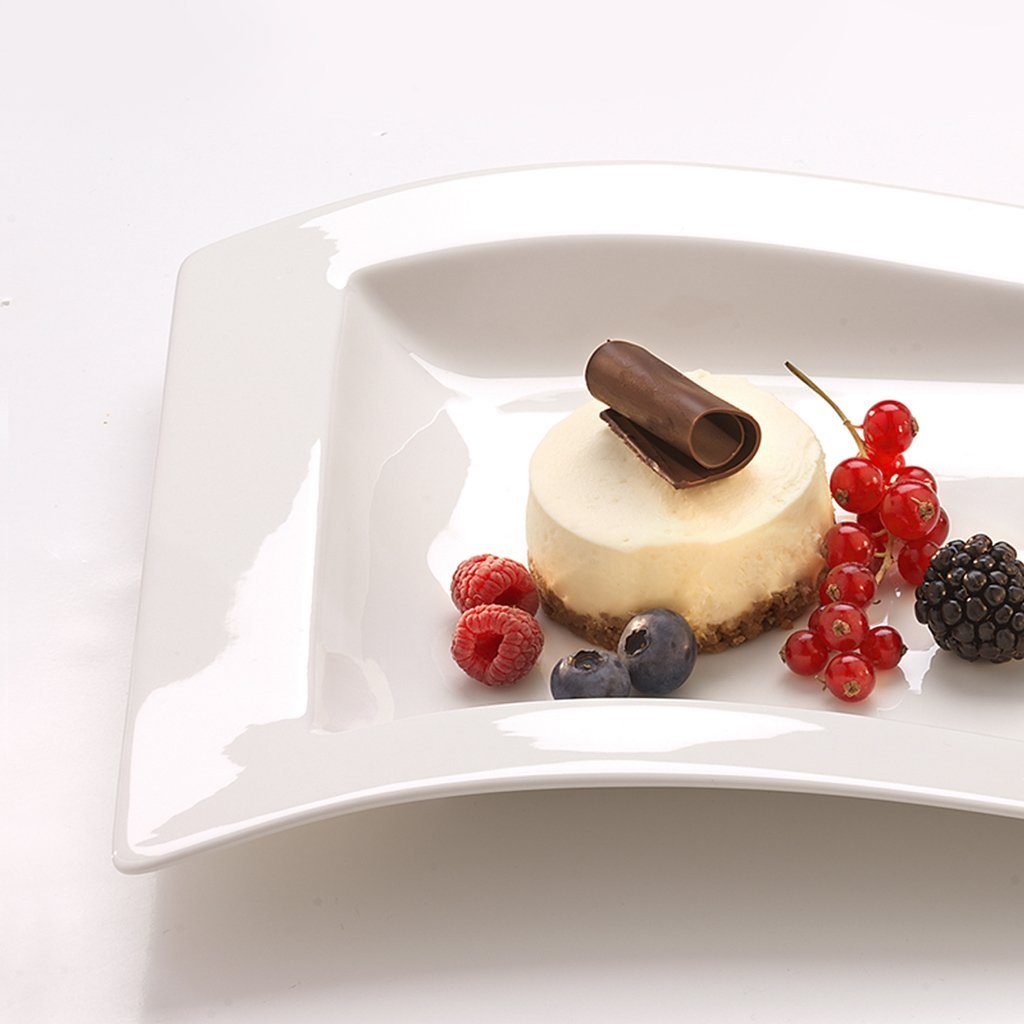 Villeroy & Boch Frühstücksteller NewWave rechteckiger Frühstücksteller 26 x 20 cm, (1 St), Premium Porcelain, 1 St., mikrow.- & spülm.sicher, Made in Germany