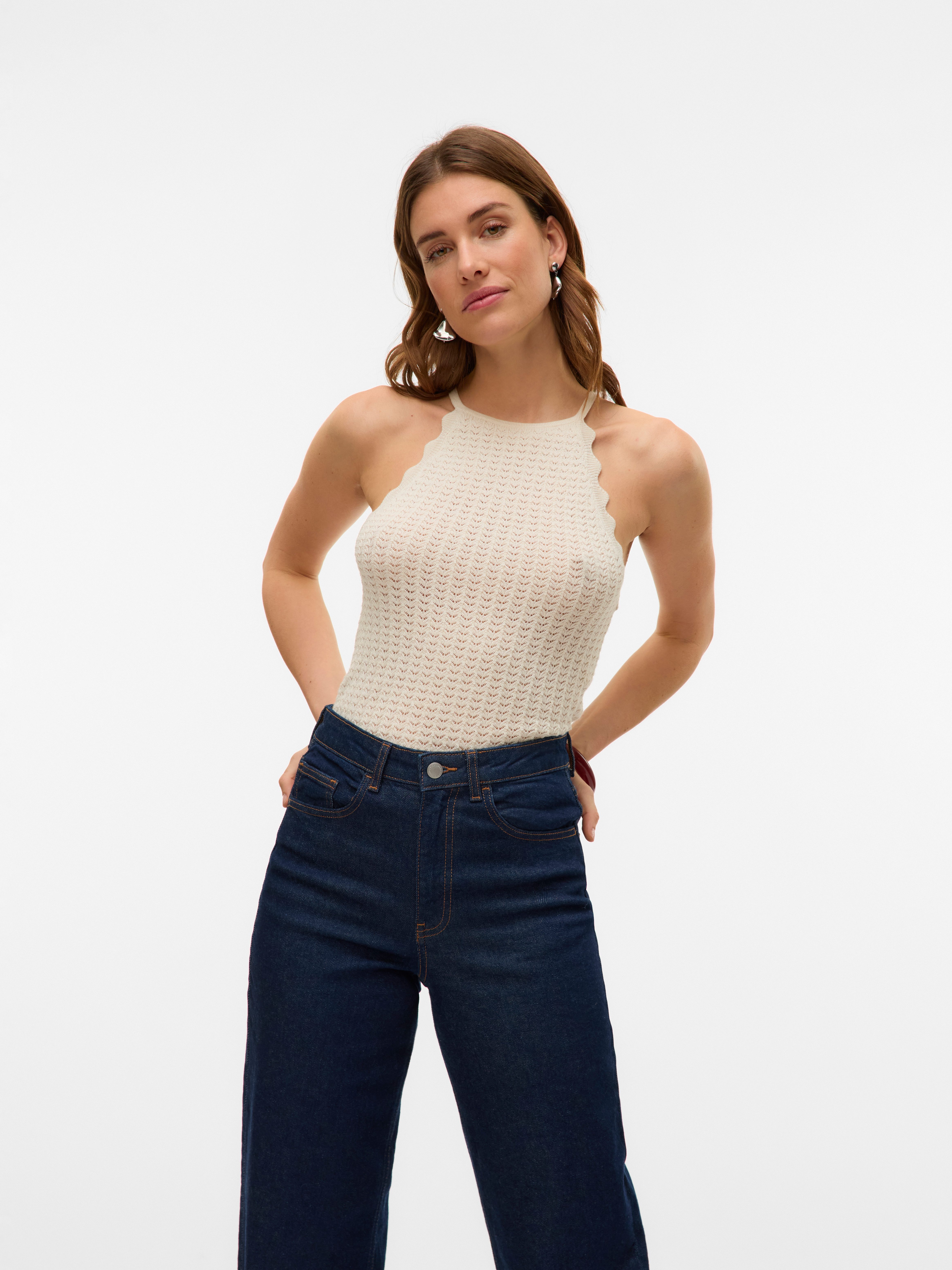 Vero Moda Stricktop VMPANAMA SL KNIT TOP VMA NOOS im tollen Ajour-Strickmuster