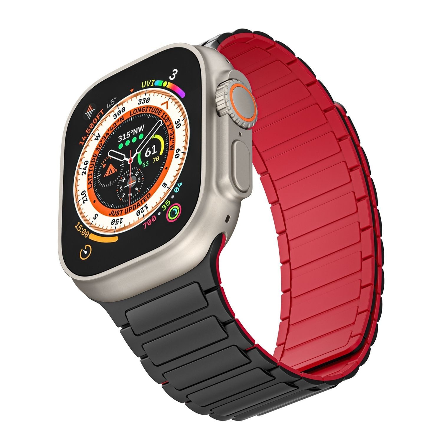 Wigento Smartwatch-Armband Für Apple Watch SE 2023 40mm Silikon Magnetschlaufe Arm Band Rot