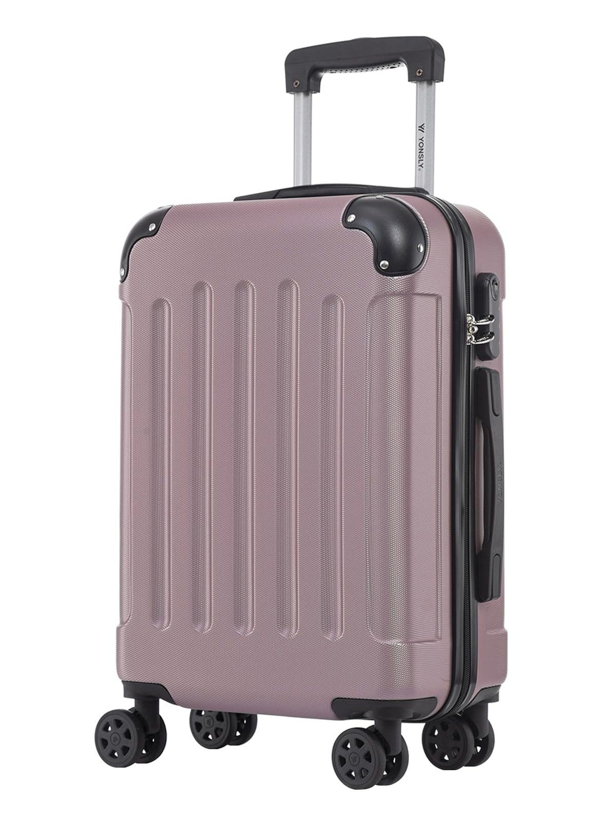 YONSLY Hartschalen-Trolley Hartschalen-Reisekoffer Trolley für Kurztrip und Urlaubsreisen, 4 Rollen, mit Zahlenschloss, ABS-Schale und weichem Gummigriff für Tragekomfort