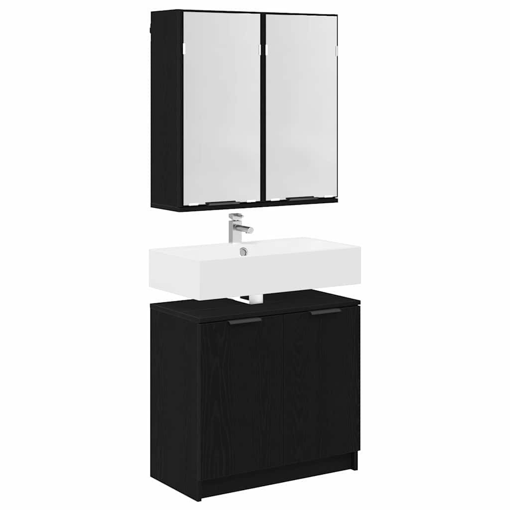 vidaXL Badezimmer-Set Badezimmerschrankset 2 pcs Schwarz günstig online kaufen