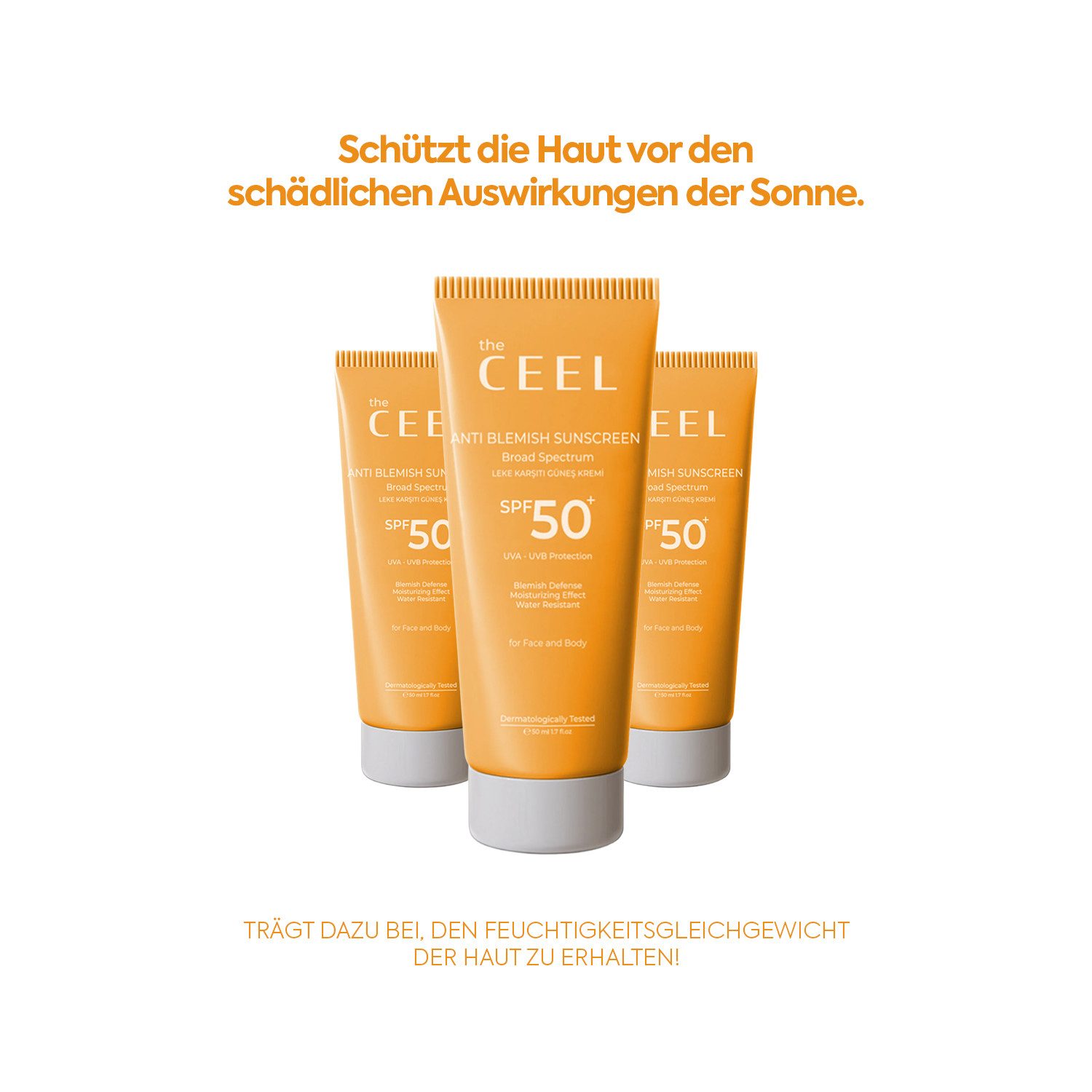 THE CEEL Sonnenschutzcreme Sonnencreme - Fleckenreduzierend hoher Schutz für alle Hauttypen Pfleg, Natürliche Inhaltsstoffe, Spf 50. 50 ml