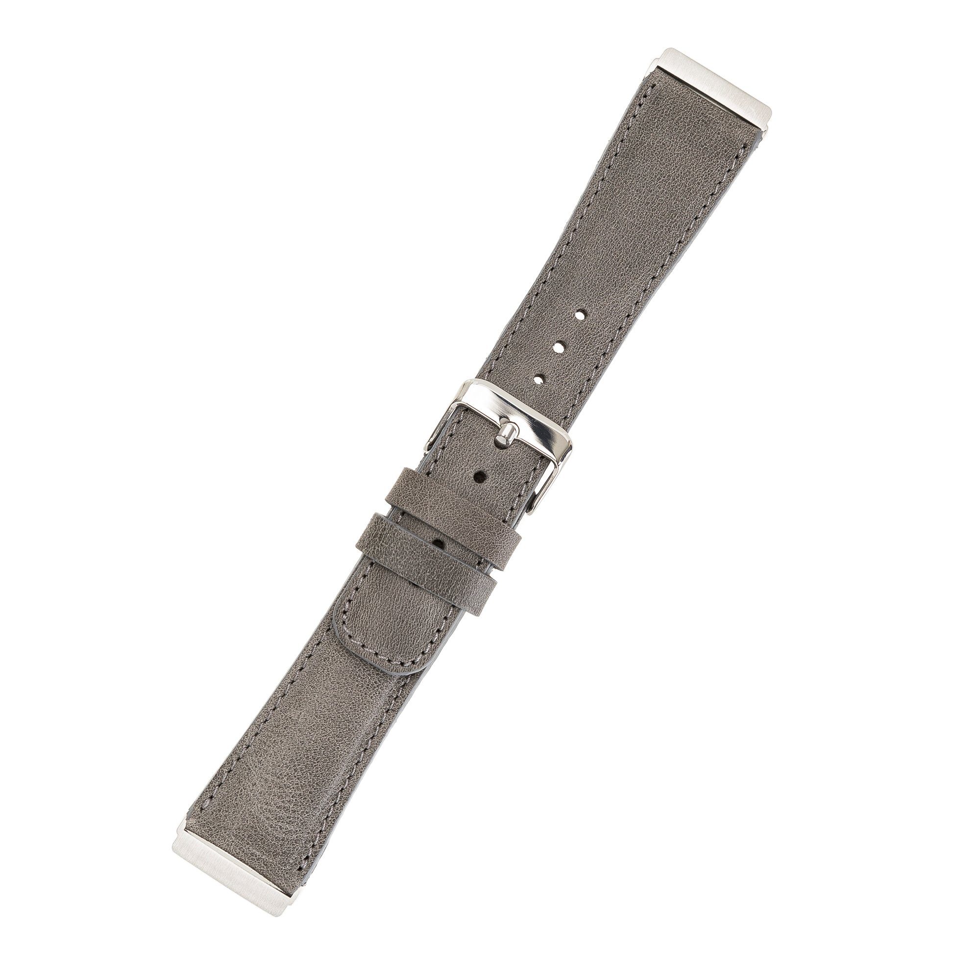 Renna Versa Smartwatch-Armband Grau 4 / 3 Leder 2 Fitbit Echtes Leather & / Armband Ersatzarmband Sense