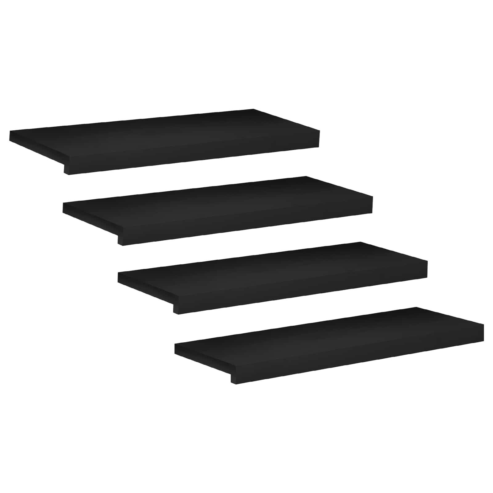 vidaXL Stufenmatte Treppenstufen 4 stk. 70 x 25 x 2 cm Schwarz Massivholz Buche, Höhe: 2 mm